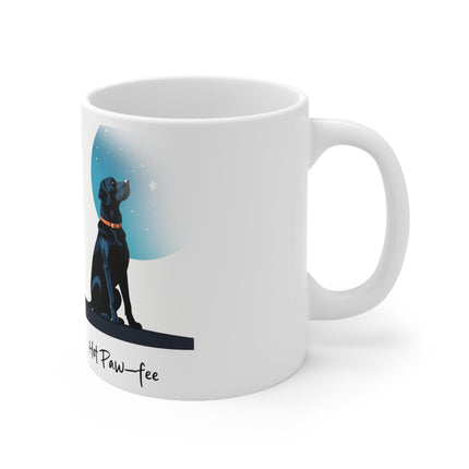 Dog Lover Coffee Mug — Black Labrador 'Hot Paw-fee' Ceramic 11oz Printify