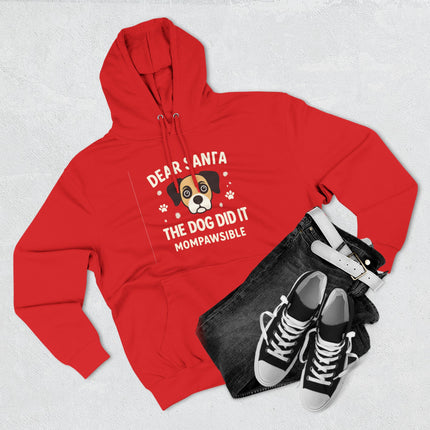 Cute Dog-themed Hoodie, Gift for Pet Owners, Festive Sweatshirt, Holiday Apparel, Red Fleece Hoodie