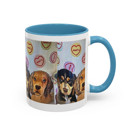 Dog Portrait Accent Coffee Mug — Cute Puppy Candy Heart Design (11/15 oz) Printify