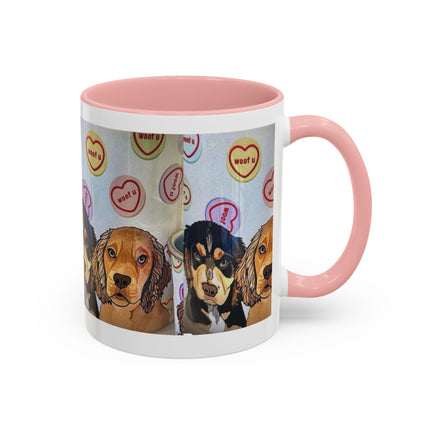 Dog Portrait Accent Coffee Mug — Cute Puppy Candy Heart Design (11/15 oz) Printify