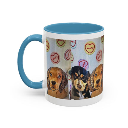 Dog Portrait Accent Coffee Mug — Cute Puppy Candy Heart Design (11/15 oz) Printify