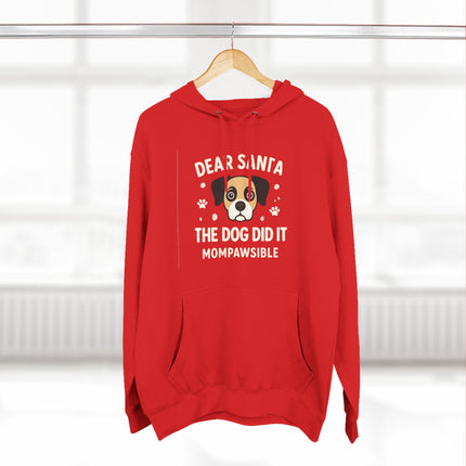 Cute Dog-themed Hoodie, Gift for Pet Owners, Festive Sweatshirt, Holiday Apparel, Red Fleece Hoodie