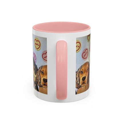 Dog Portrait Accent Coffee Mug — Cute Puppy Candy Heart Design (11/15 oz) Printify