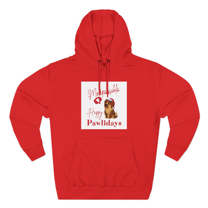 Cute Dog-Themed Fleece Hoodie, Cozy Winter Apparel, Pet Lover Gift, Holiday Sweatshirt, Pawlidays Celebration Wear