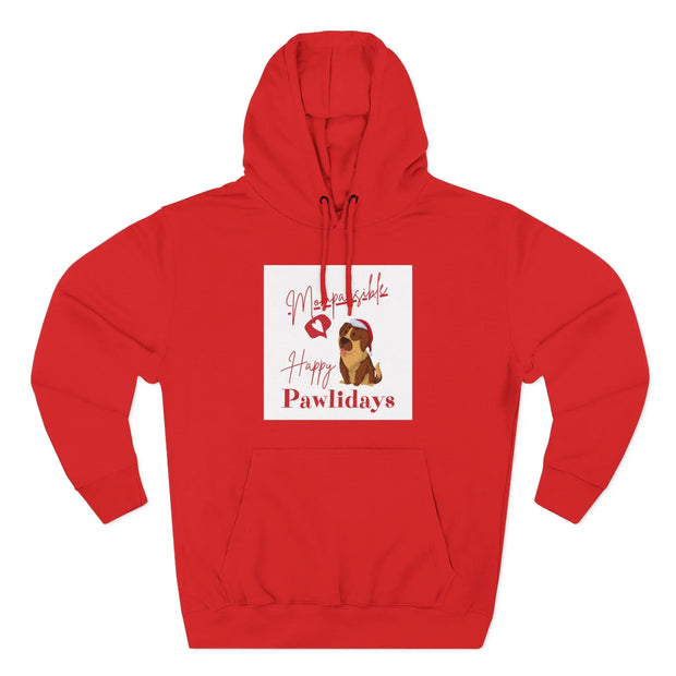Cute Dog-Themed Fleece Hoodie, Cozy Winter Apparel, Pet Lover Gift, Holiday Sweatshirt, Pawlidays Celebration Wear Printify