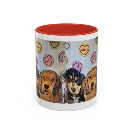 Dog Portrait Accent Coffee Mug — Cute Puppy Candy Heart Design (11/15 oz) Printify