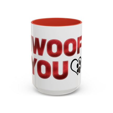 Dog Lover Accent Coffee Mug — "Woof You" Paw Heart Design (11/15 oz) Printify