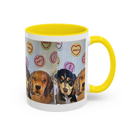 Dog Portrait Accent Coffee Mug — Cute Puppy Candy Heart Design (11/15 oz) Printify