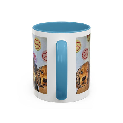 Dog Portrait Accent Coffee Mug — Cute Puppy Candy Heart Design (11/15 oz) Printify