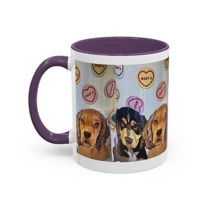 Dog Portrait Accent Coffee Mug — Cute Puppy Candy Heart Design (11/15 oz) Printify