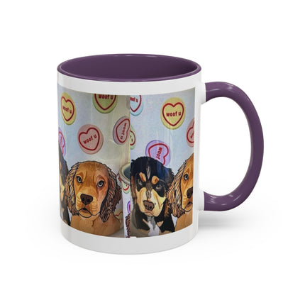 Dog Portrait Accent Coffee Mug — Cute Puppy Candy Heart Design (11/15 oz) Printify
