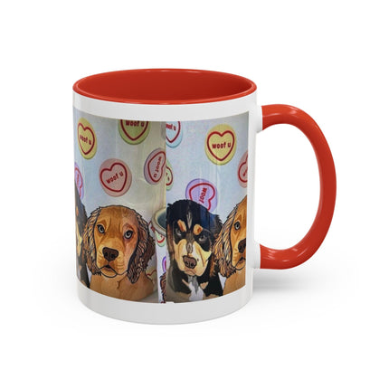 Dog Portrait Accent Coffee Mug — Cute Puppy Candy Heart Design (11/15 oz) Printify