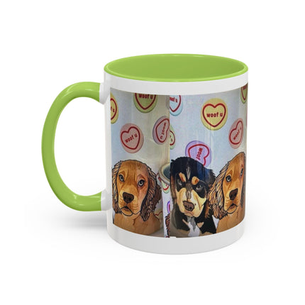 Dog Portrait Accent Coffee Mug — Cute Puppy Candy Heart Design (11/15 oz) Printify