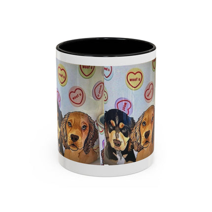 Dog Portrait Accent Coffee Mug — Cute Puppy Candy Heart Design (11/15 oz) Printify