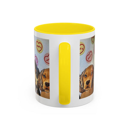 Dog Portrait Accent Coffee Mug — Cute Puppy Candy Heart Design (11/15 oz) Printify