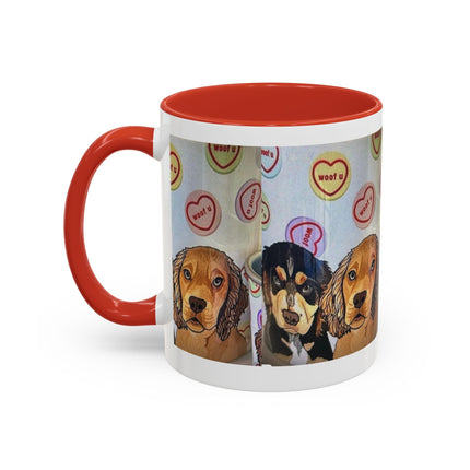 Dog Portrait Accent Coffee Mug — Cute Puppy Candy Heart Design (11/15 oz) Printify