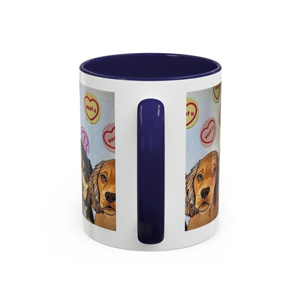 Dog Portrait Accent Coffee Mug — Cute Puppy Candy Heart Design (11/15 oz) Printify