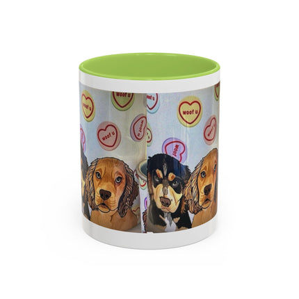 Dog Portrait Accent Coffee Mug — Cute Puppy Candy Heart Design (11/15 oz) Printify