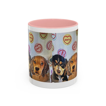 Dog Portrait Accent Coffee Mug — Cute Puppy Candy Heart Design (11/15 oz) Printify
