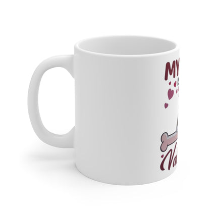 My Dog Is My Valentine 11oz Coffee Mug — Personalized Pet Name Design Printify