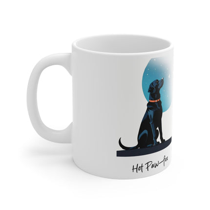 Dog Lover Coffee Mug — Black Labrador 'Hot Paw-fee' Ceramic 11oz Printify