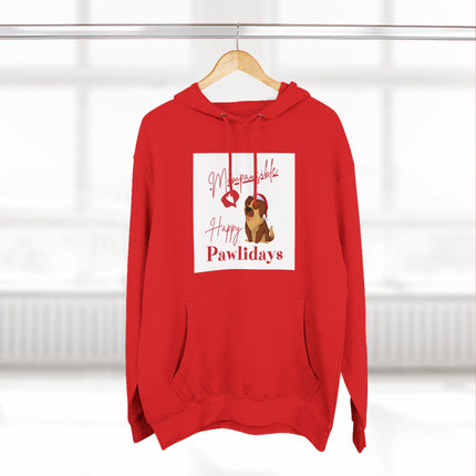 Cute Dog-Themed Fleece Hoodie, Cozy Winter Apparel, Pet Lover Gift, Holiday Sweatshirt, Pawlidays Celebration Wear