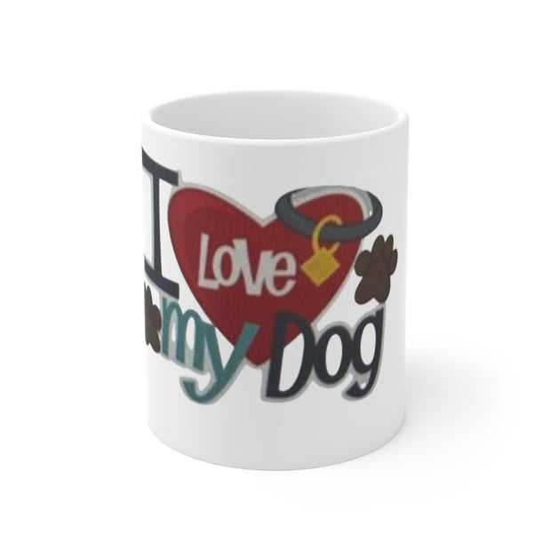 I Love My Dog 11oz Coffee Mug – Cute Paw Print Pet Lover Gift Printify