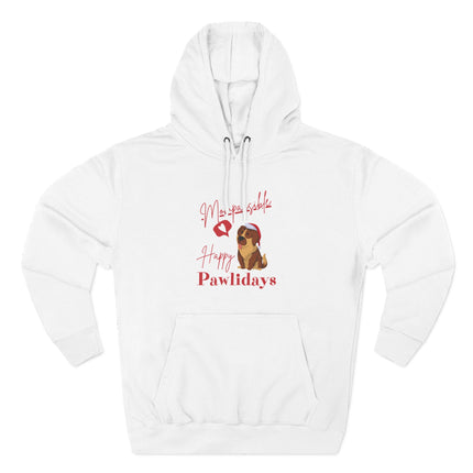 Cute Dog-Themed Fleece Hoodie, Cozy Winter Apparel, Pet Lover Gift, Holiday Sweatshirt, Pawlidays Celebration Wear
