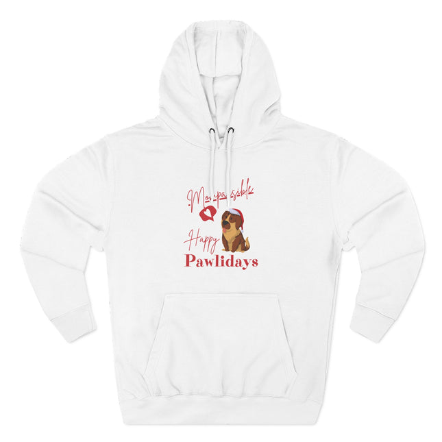 Cute Dog-Themed Fleece Hoodie, Cozy Winter Apparel, Pet Lover Gift, Holiday Sweatshirt, Pawlidays Celebration Wear