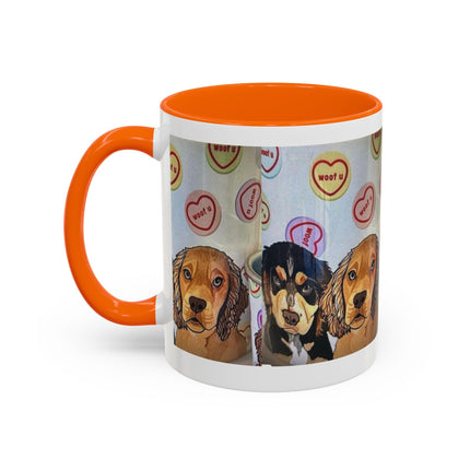 Dog Portrait Accent Coffee Mug — Cute Puppy Candy Heart Design (11/15 oz) Printify