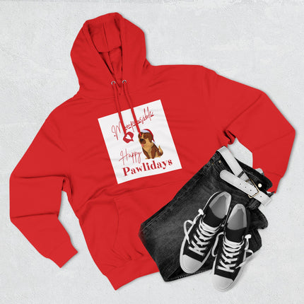 Cute Dog-Themed Fleece Hoodie, Cozy Winter Apparel, Pet Lover Gift, Holiday Sweatshirt, Pawlidays Celebration Wear