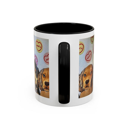 Dog Portrait Accent Coffee Mug — Cute Puppy Candy Heart Design (11/15 oz) Printify