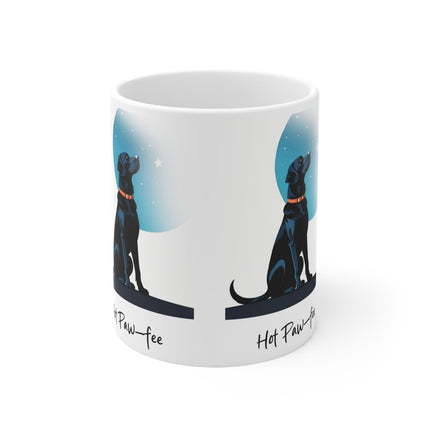 Dog Lover Coffee Mug — Black Labrador 'Hot Paw-fee' Ceramic 11oz Printify