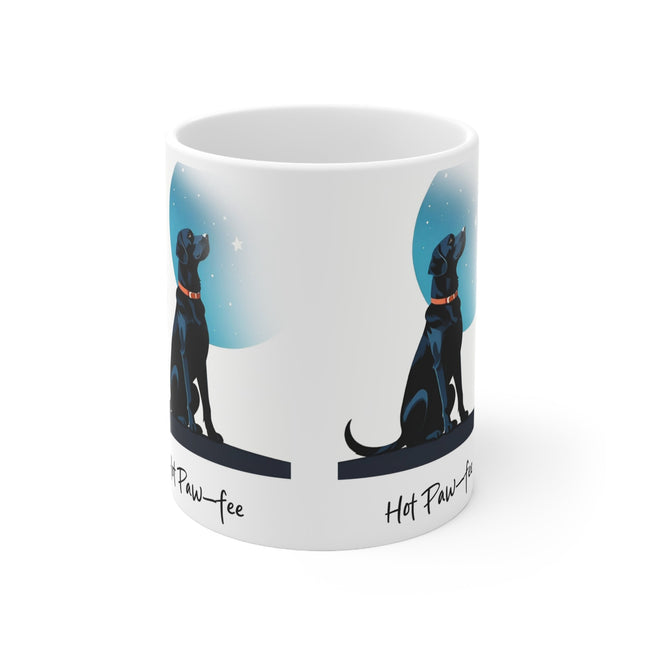 Dog Lover Coffee Mug — Black Labrador 'Hot Paw-fee' Ceramic 11oz Printify