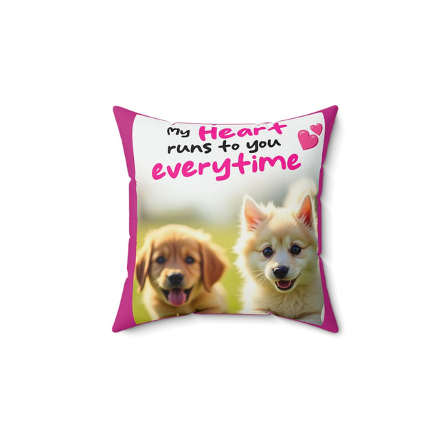 My Heart Runs to You Everytime Dog Photo Pillow — Cute Puppy Decorative Throw Pillow Printify