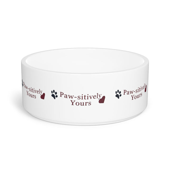 Paw-sitively Yours Pet Bowl — Cute Paw Print Ceramic Dog & Cat Dish Printify