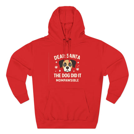 Cute Dog-themed Hoodie, Gift for Pet Owners, Festive Sweatshirt, Holiday Apparel, Red Fleece Hoodie