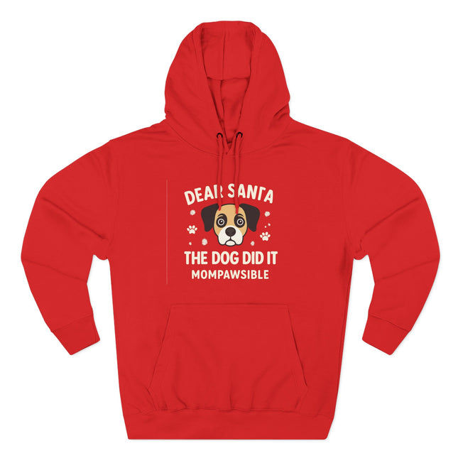 Cute Dog-themed Hoodie, Gift for Pet Owners, Festive Sweatshirt, Holiday Apparel, Red Fleece Hoodie