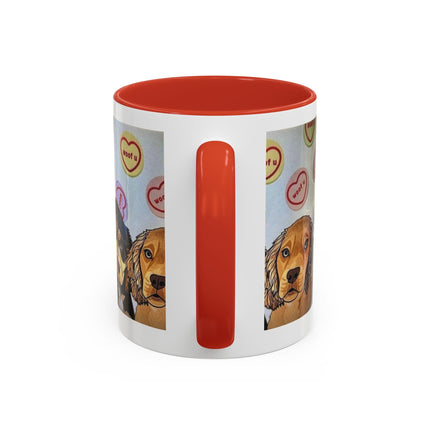 Dog Portrait Accent Coffee Mug — Cute Puppy Candy Heart Design (11/15 oz) Printify