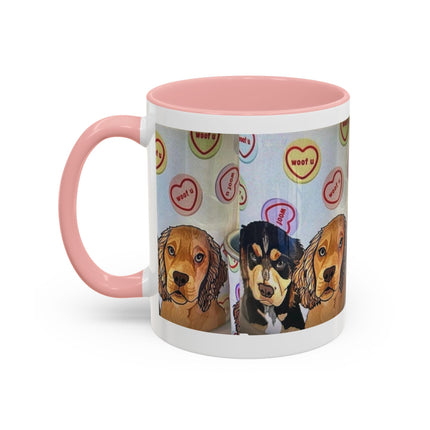 Dog Portrait Accent Coffee Mug — Cute Puppy Candy Heart Design (11/15 oz) Printify