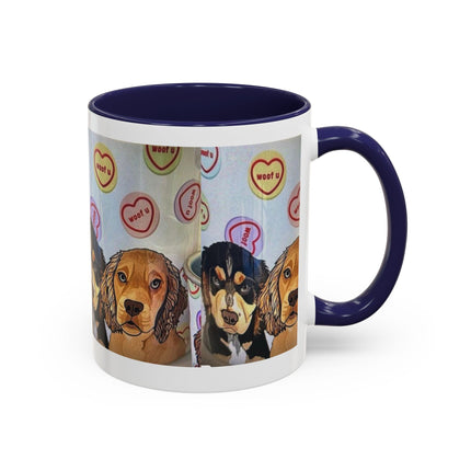 Dog Portrait Accent Coffee Mug — Cute Puppy Candy Heart Design (11/15 oz) Printify