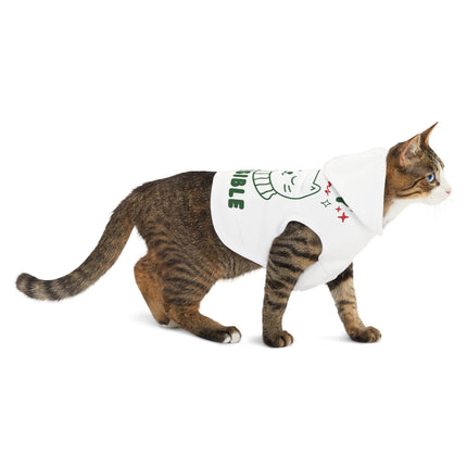 Pet Hoodie — “Wish You a Meowy Christmas” Cat Hoodie (Mompausible Holiday Pet Sweater)