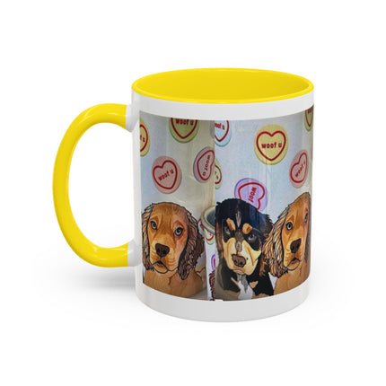 Dog Portrait Accent Coffee Mug — Cute Puppy Candy Heart Design (11/15 oz) Printify