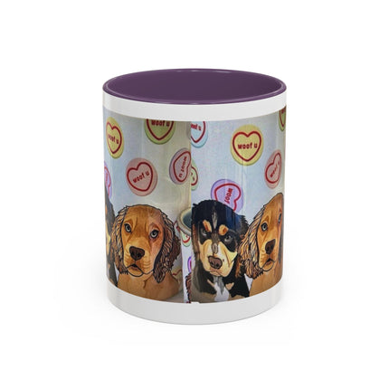 Dog Portrait Accent Coffee Mug — Cute Puppy Candy Heart Design (11/15 oz) Printify