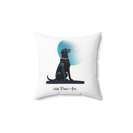 Black Labrador Moon Pillow — "Hot Paw-fee" Dog Decor Printify