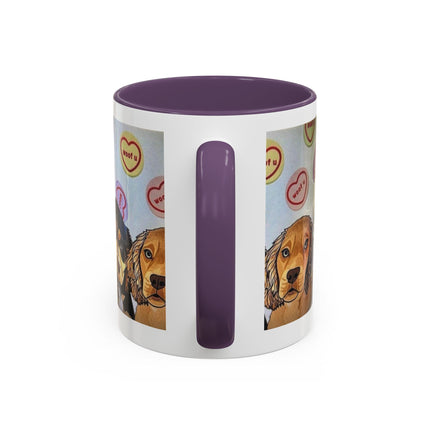Dog Portrait Accent Coffee Mug — Cute Puppy Candy Heart Design (11/15 oz) Printify