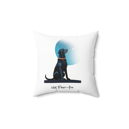 Black Labrador Moon Pillow — "Hot Paw-fee" Dog Decor Printify