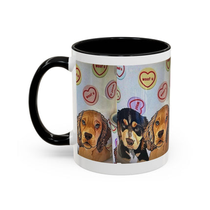 Dog Portrait Accent Coffee Mug — Cute Puppy Candy Heart Design (11/15 oz) Printify