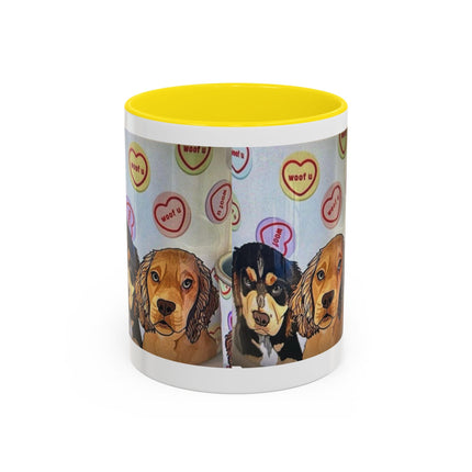 Dog Portrait Accent Coffee Mug — Cute Puppy Candy Heart Design (11/15 oz) Printify