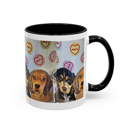 Dog Portrait Accent Coffee Mug — Cute Puppy Candy Heart Design (11/15 oz) Printify